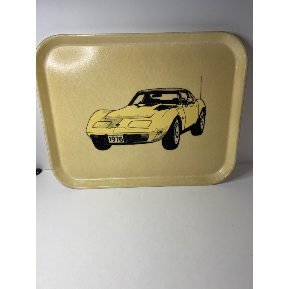 Vintage 70s Bolta Chevy '76 Corvette Fiberglass Serving Tray General Tire USA G7